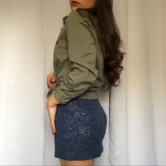 A&F Navy and Dusted Gold Metallic Mini Skirt - Picture 2 of 6